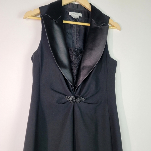 Kay Unger New York All Black plunge v-neck cocktail dress size 10 - Picture 2 of 13